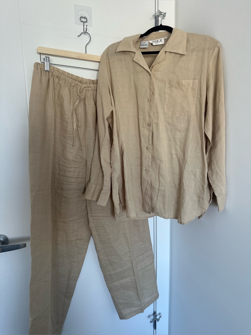 100% Linen Vintage Jessica Sport Matching Set | L/XL | Natural Fiber Co-ords